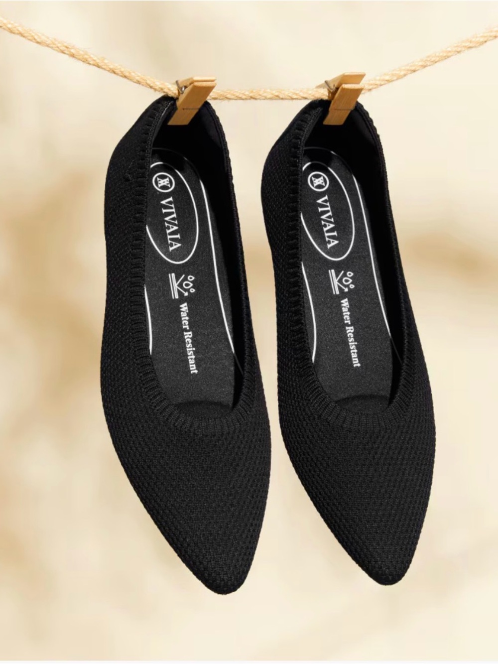 Vivaia Aria Pointed-Toe Ballet Flats Water Resistant Washable Knit EU 40 US 9